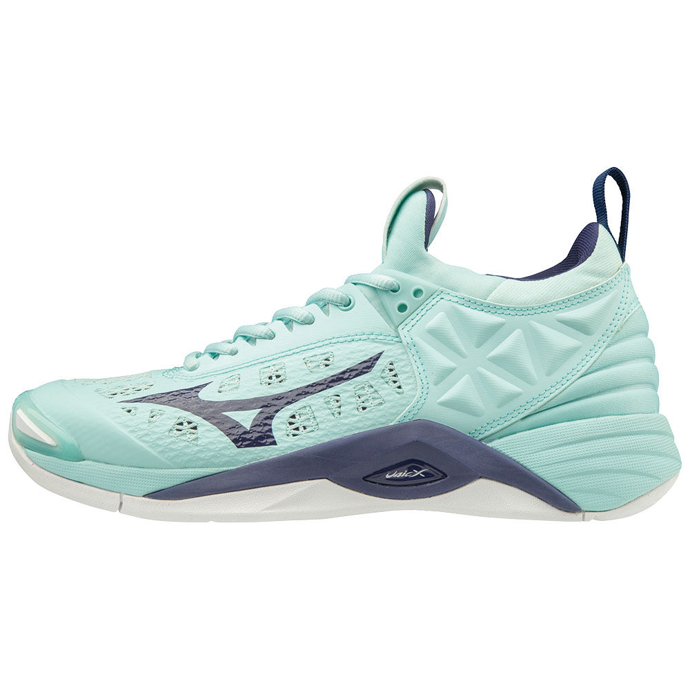 Womens Mizuno WAVE MOMENTUM Volleyball Shoes Blue White Philippines (ZBCLJK530)